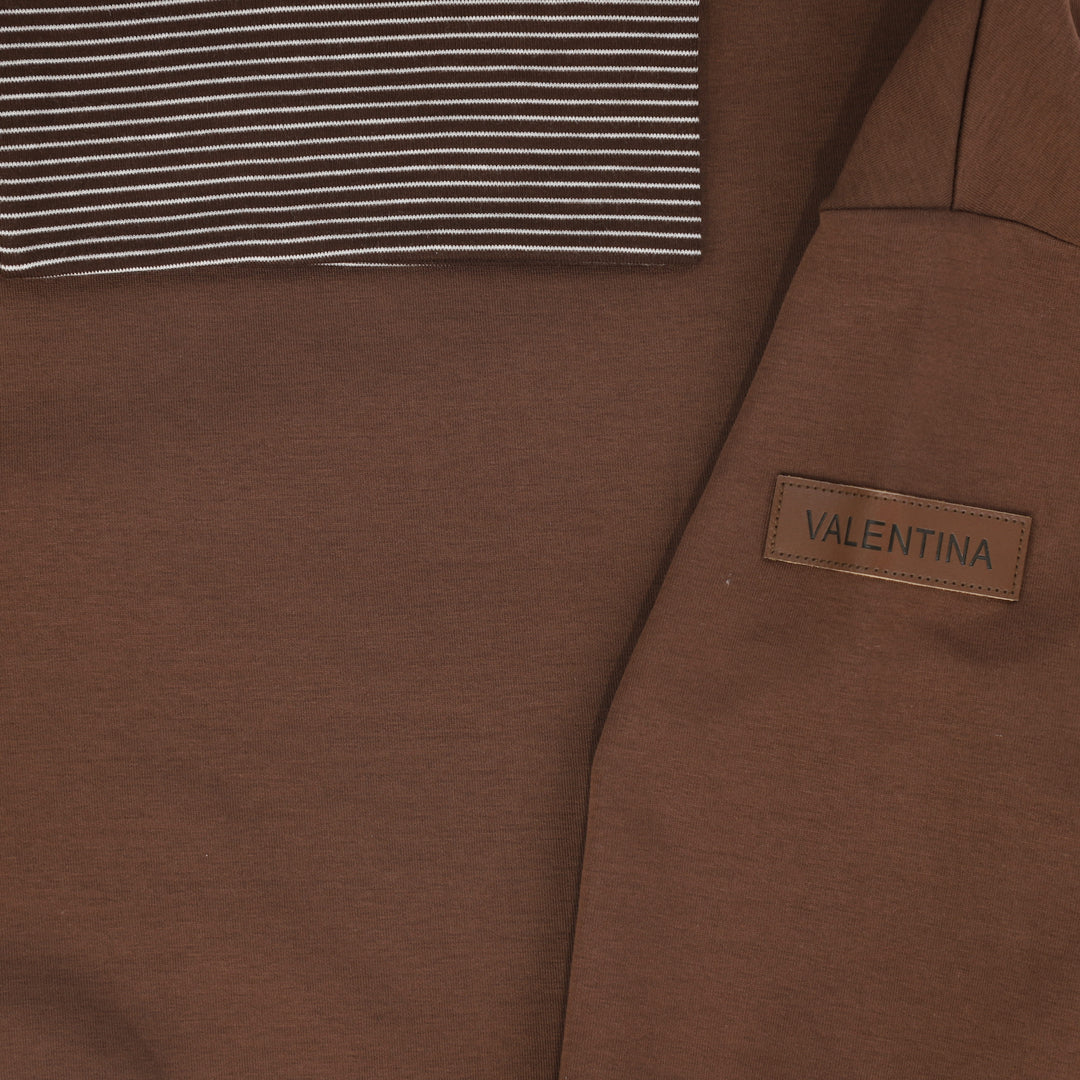 top l/s striped turtleneck logo sweatshirt - brown