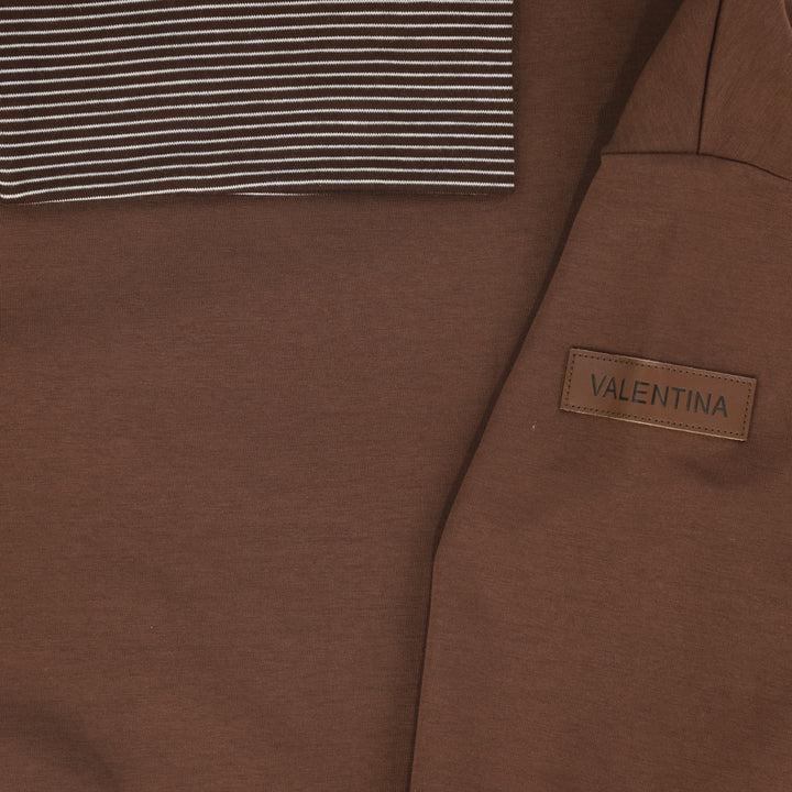 top l/s striped turtleneck logo sweatshirt - brown
