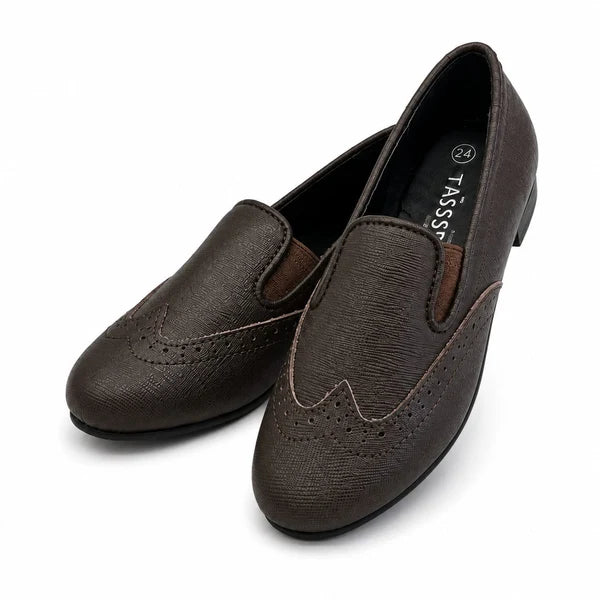 shoes rafia smoking flat - chocolate