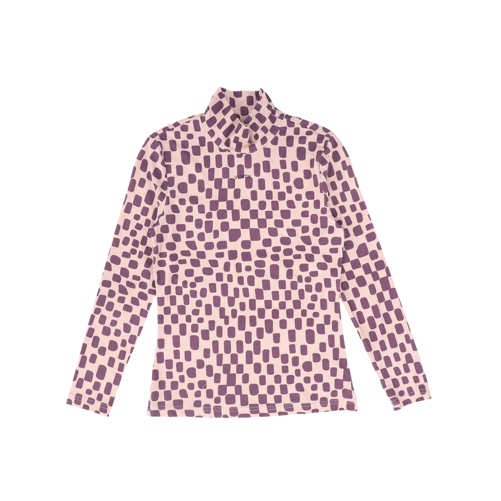 top l/s fine rib printed turtleneck - purple – Lily and Todd