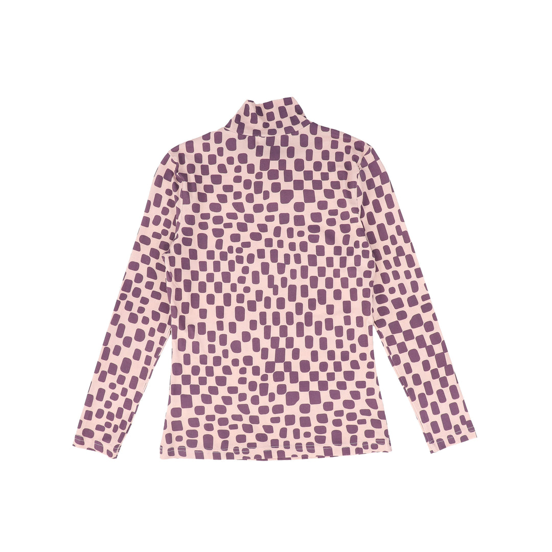 top l/s fine rib printed turtleneck - purple