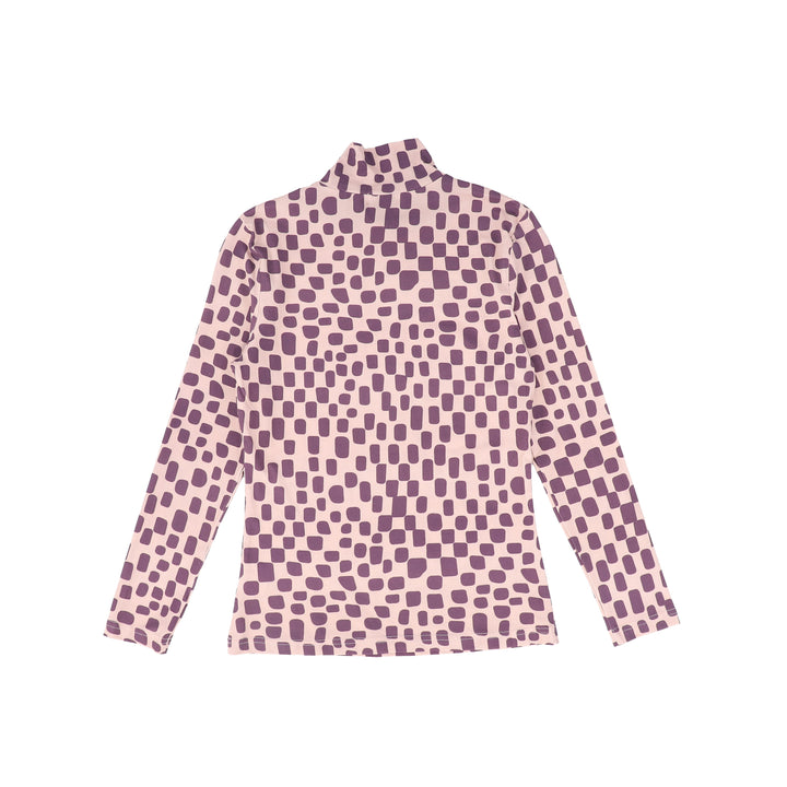 top l/s fine rib printed turtleneck - purple