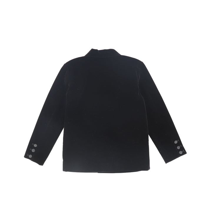 blazer velour double breasted taffeta detail - black