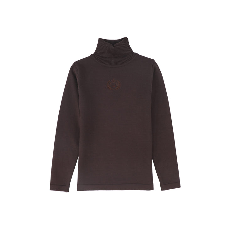 top l/s logo turtleneck - brown