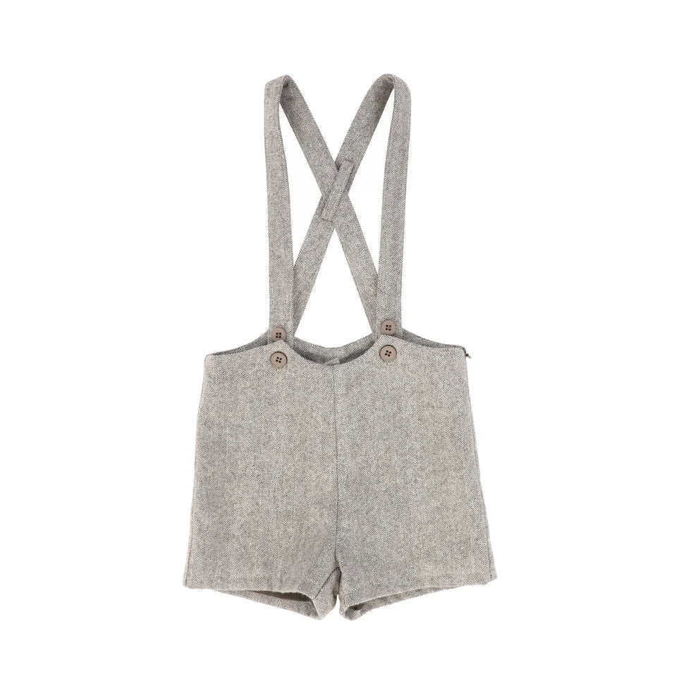 shorts herringbone suspender - brown