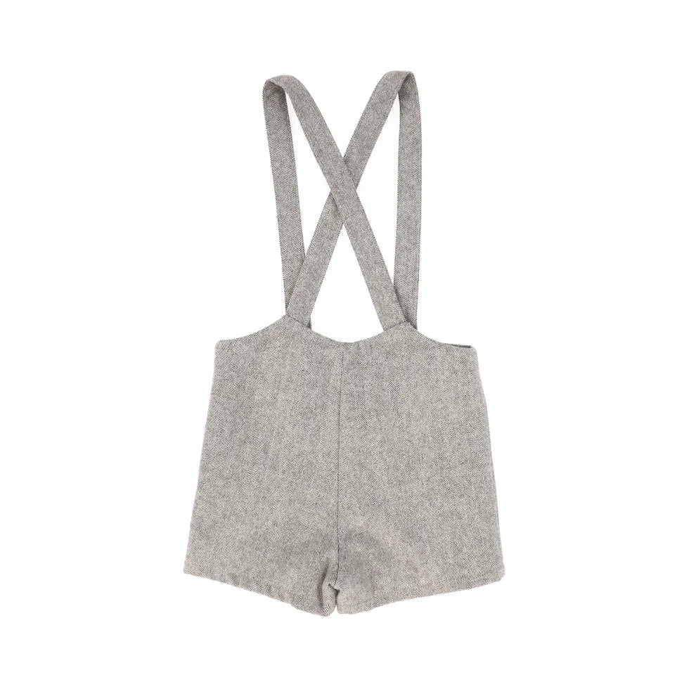 shorts herringbone suspender - brown