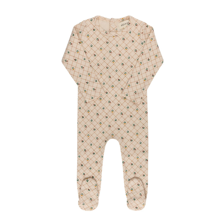 footie floral grid - pink