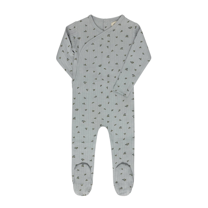 footie floral print mock wrap - blue