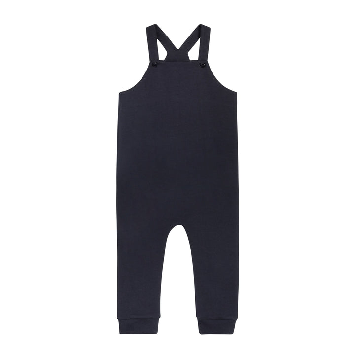 set outfit plaid mockneck onesie and long overalls - navy