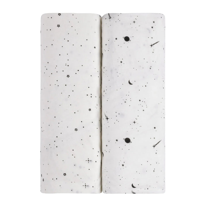 crib sheet celestial and toddler sheet 2 pack - black/white celestal