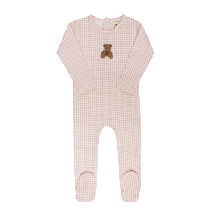 footie gingham sherpa teddy - pink