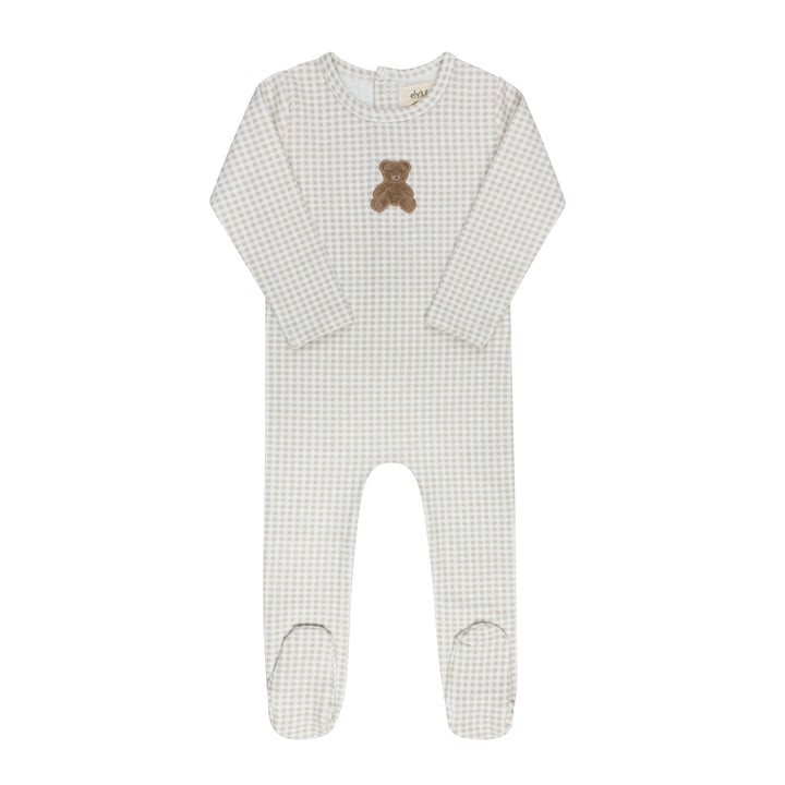 footie gingham sherpa teddy - tan