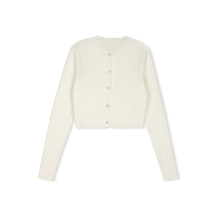 cardigan pearl button knit - off white