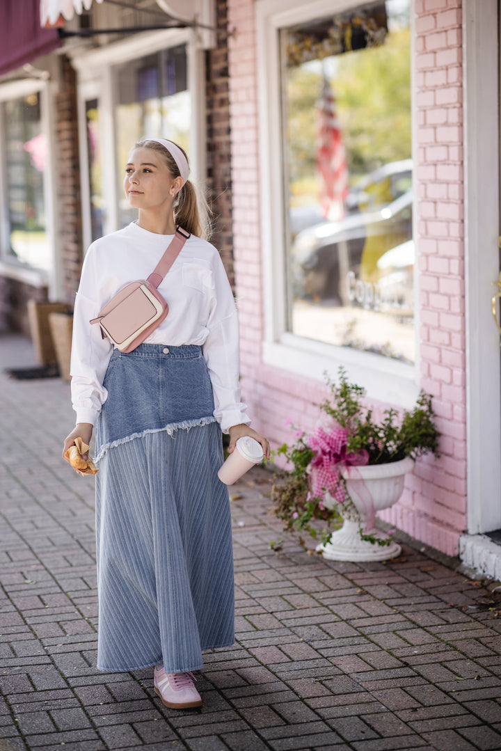 skirt striped top fringe - denim