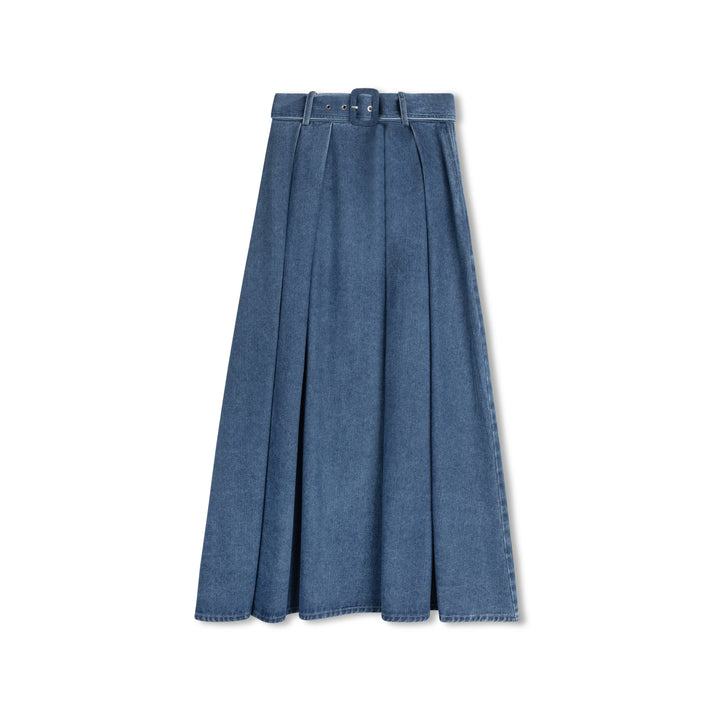 skirt maxi belted - denim