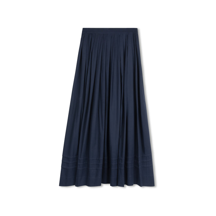 skirt midi open pleated - navy