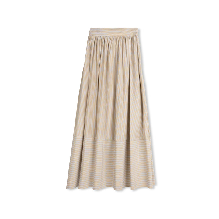 skirt midi gathered stripe - gold