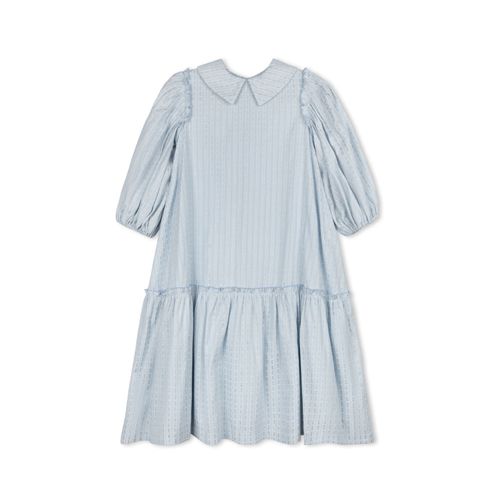dress floral stripe with collar - blue