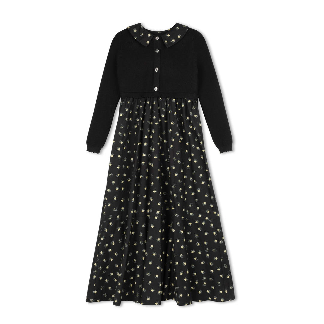 maxi dress printed cardigan with collar - black Lily and Todd maxi dress printed cardigan with collar - black Lily and Todd