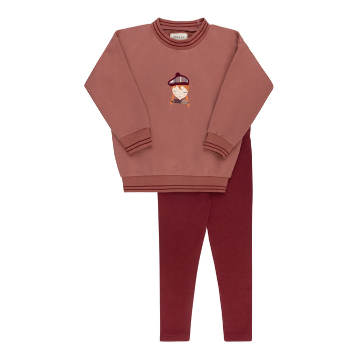 set outfit scottish boy sweatshirt and leggings - pink