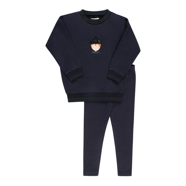 set outfit scottish boy sweatshirt and leggings - navy