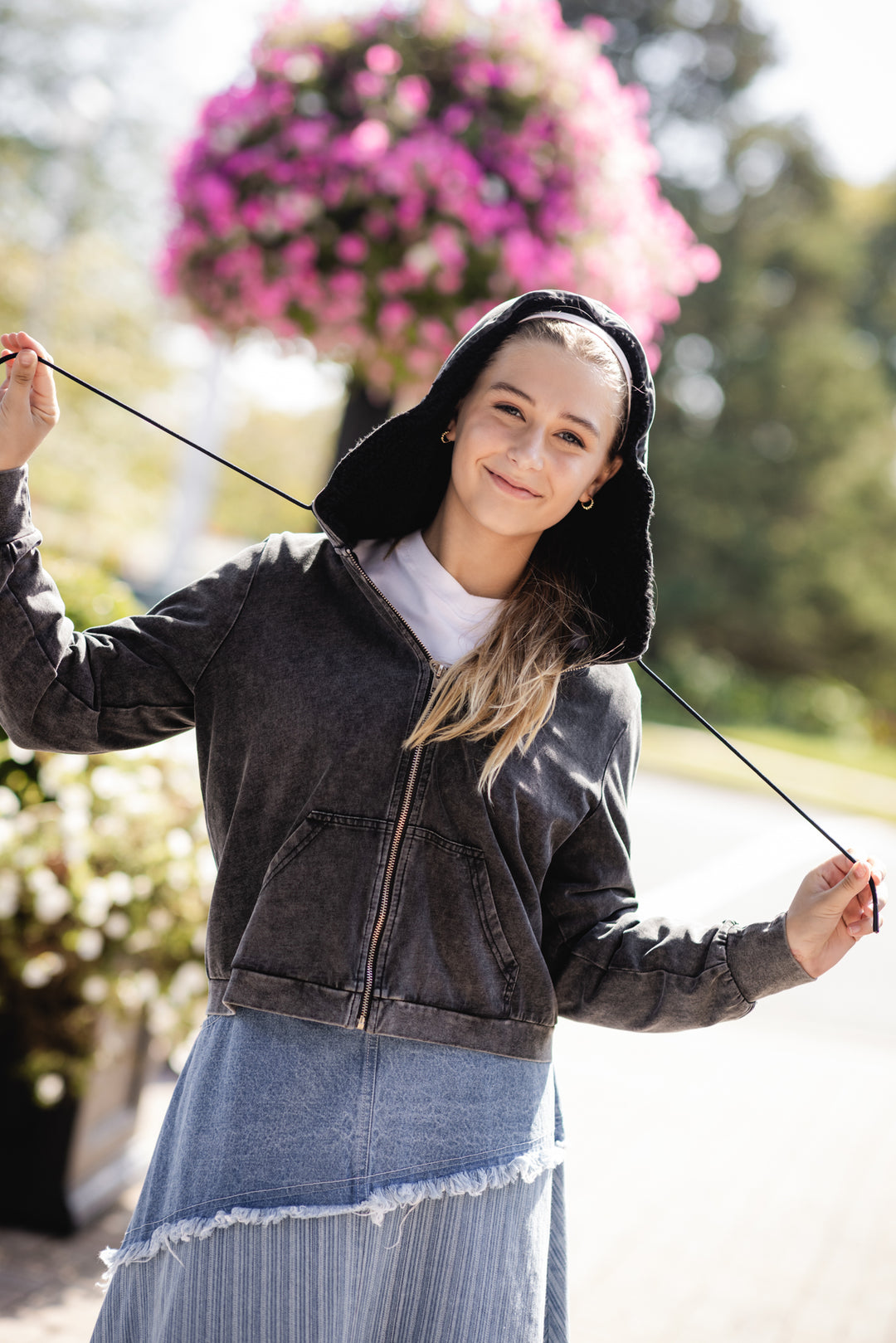 skirt striped top fringe - denim