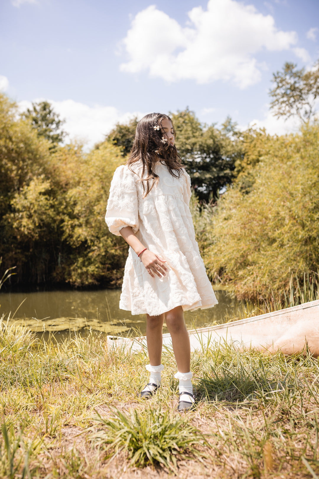 dress amillia textured tiered - ivory