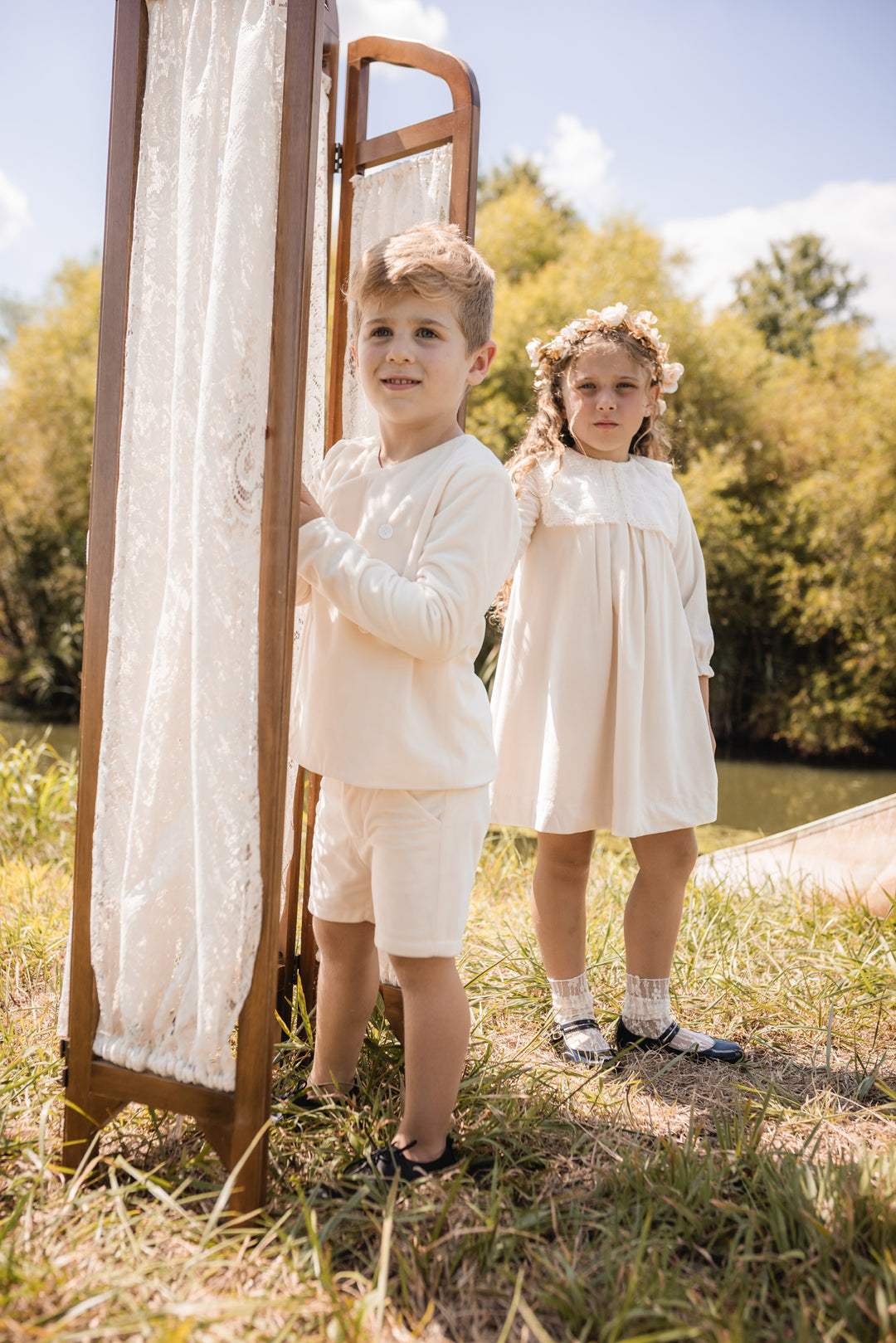 shorts velvet - cream