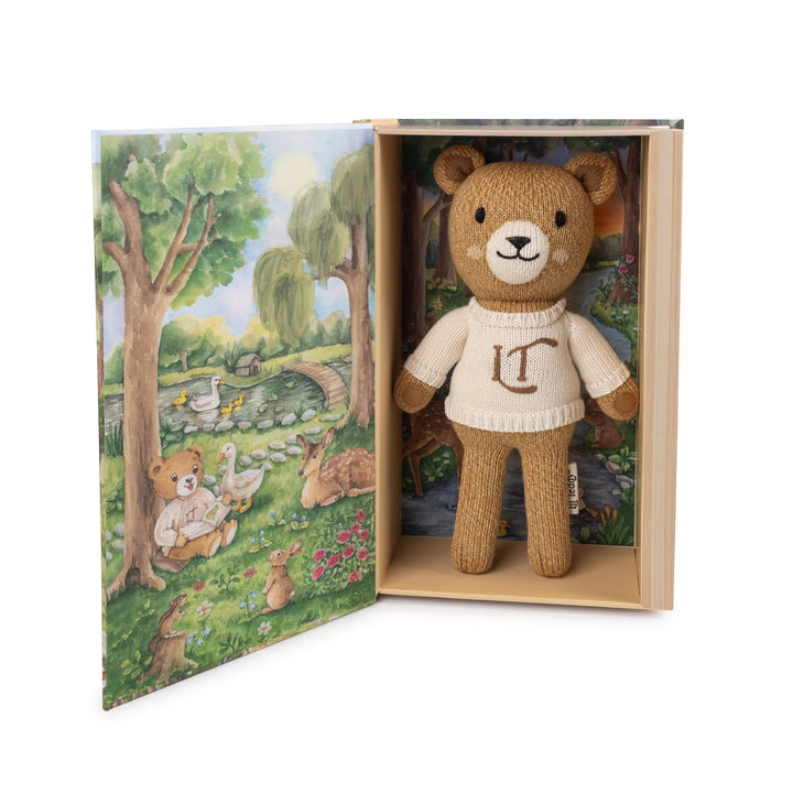 teddy lil teddy storybook with sweater - natural/ivory