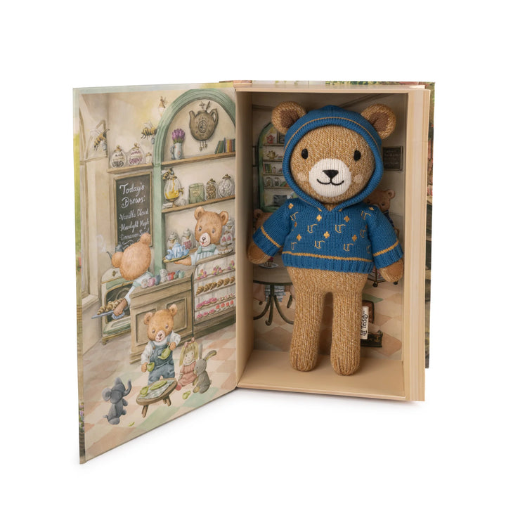teddy lil teddy storybook with hoodie - natural/blue