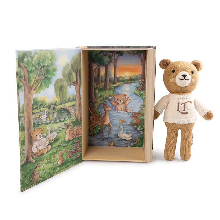 teddy lil teddy storybook with sweater - natural/ivory
