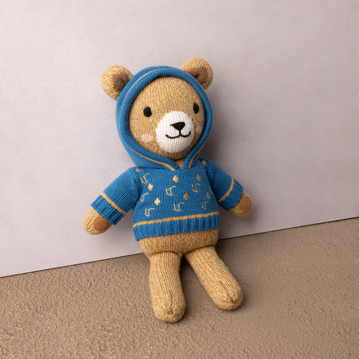 teddy lil teddy storybook with hoodie - natural/blue