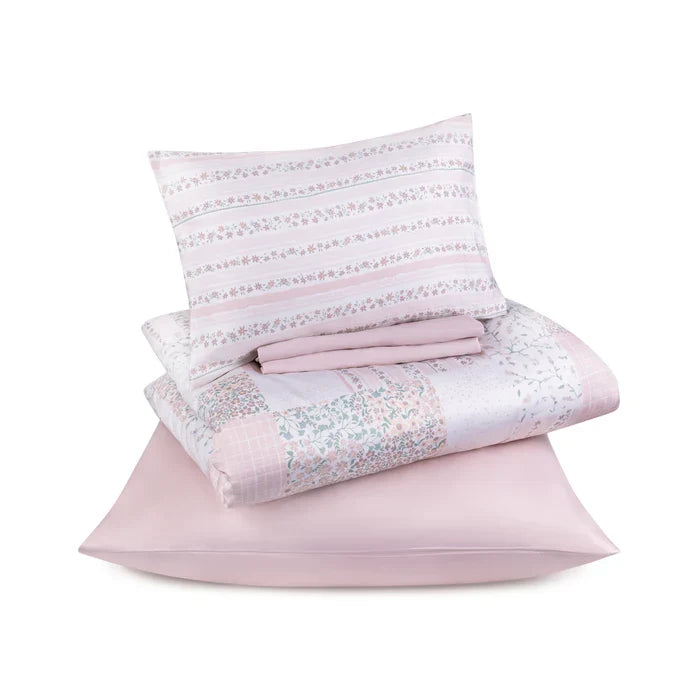 crib set regular size floral 5 pc - pink