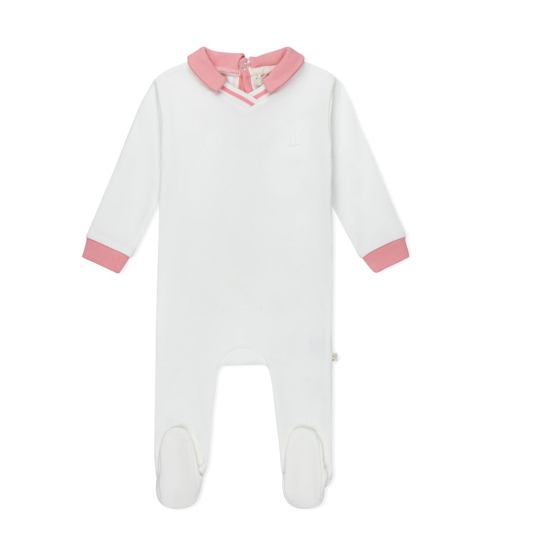 footie embossed logo polo - white/pink