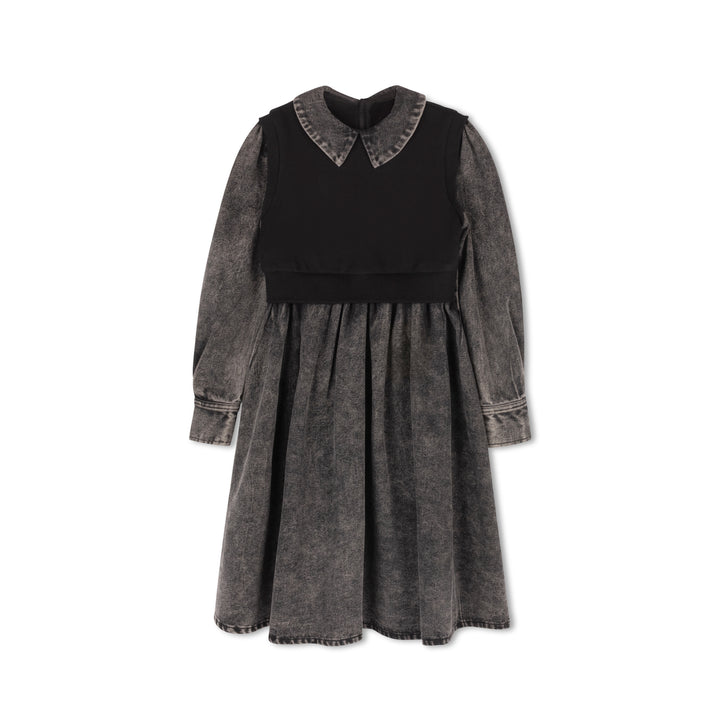 dress denim collared with vest over - black denim