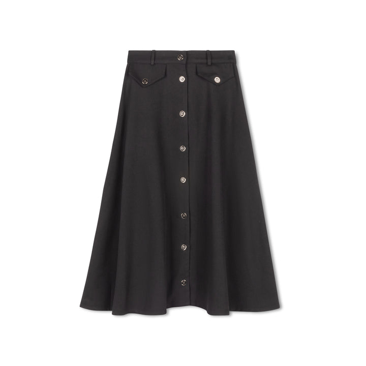 skirt button down with mock pockets - black