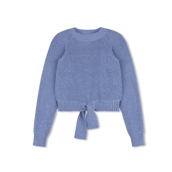 top l/s chunky tie sweater - light blue