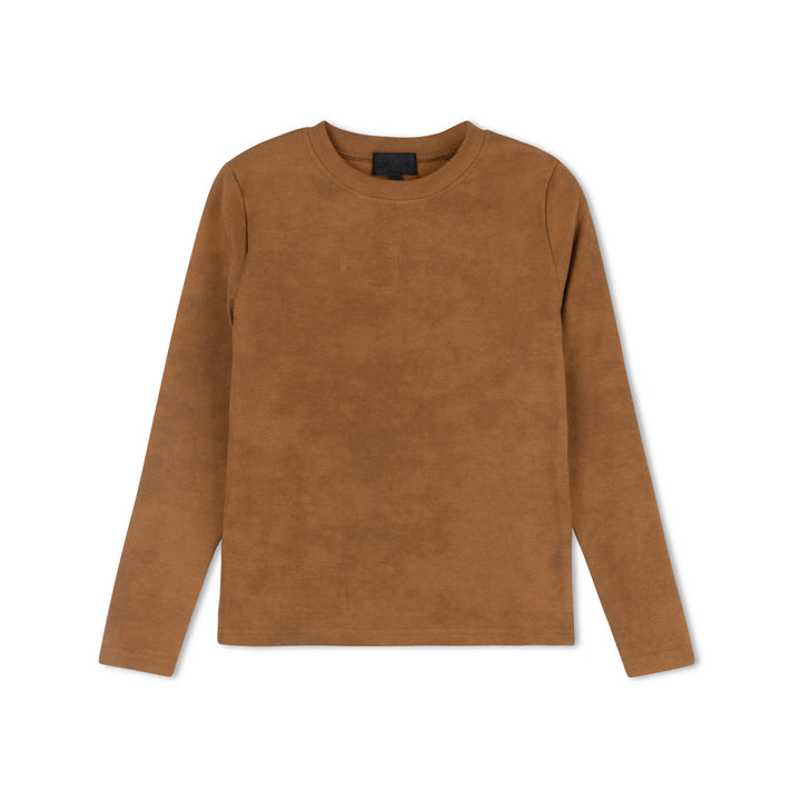 tee l/s ribbed embossed logo  - camel wash