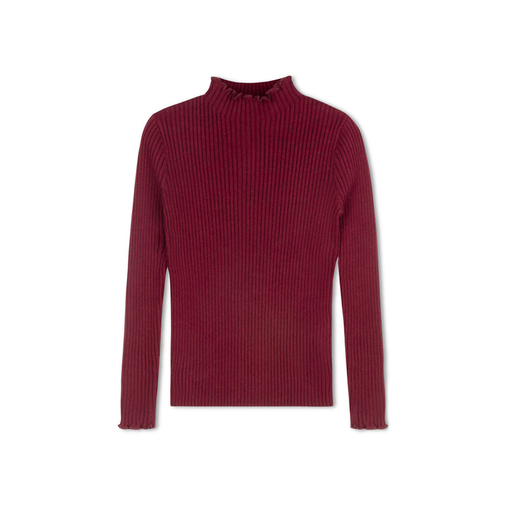 top l/s knit mockneck - wine