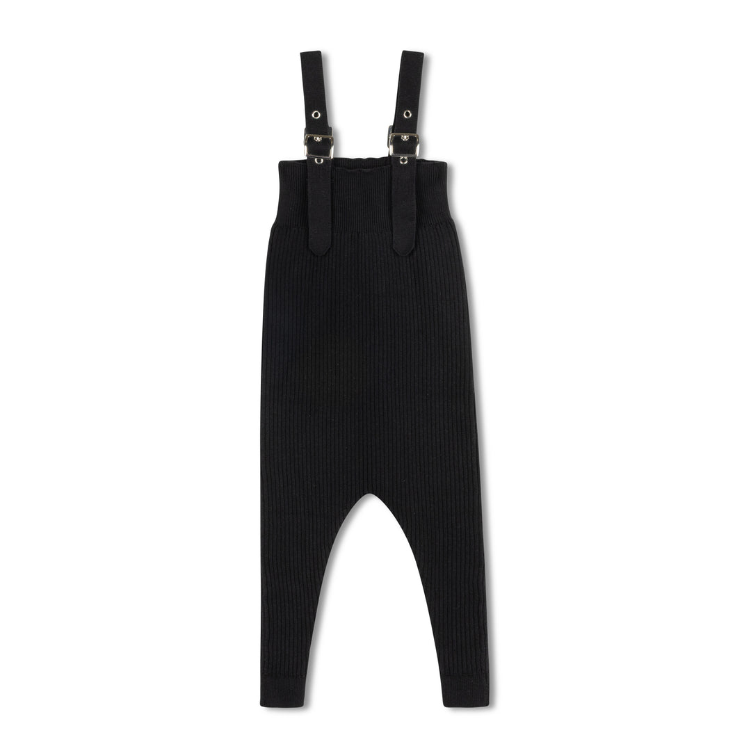 one piece knit buckle overalls - black