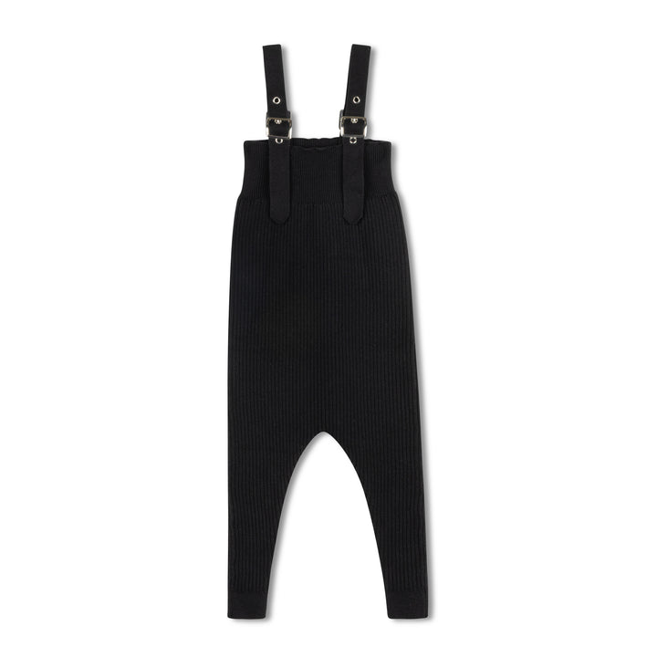 one piece knit buckle overalls - black