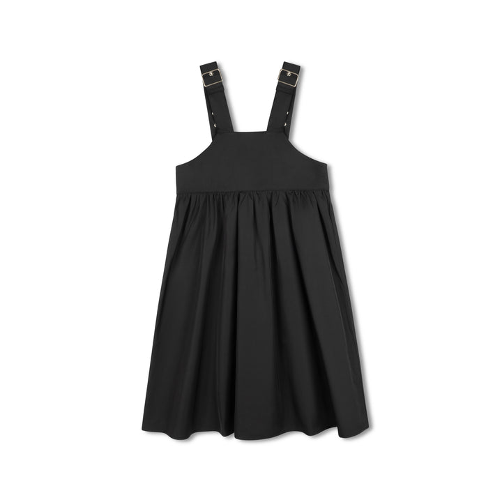 dress taffeta buckle strap jumper - black