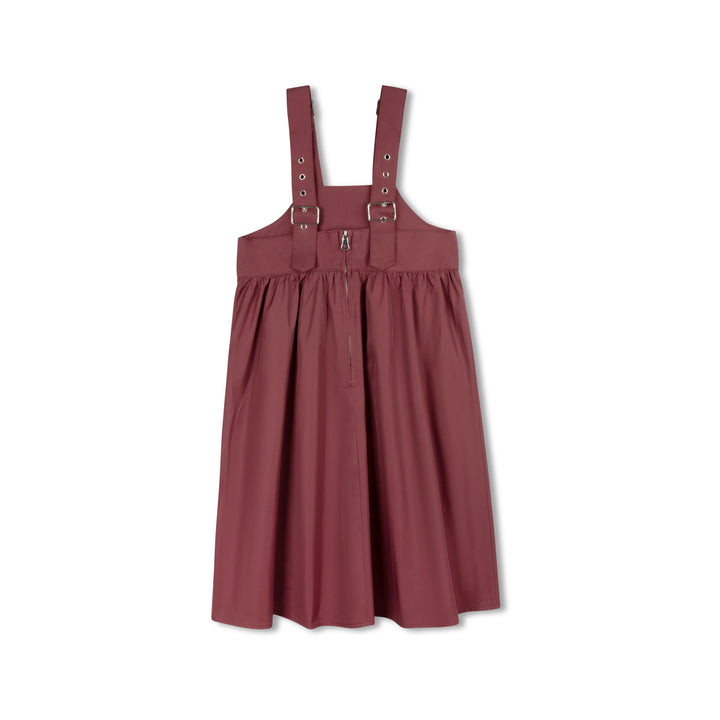 dress taffeta buckle strap jumper - wine