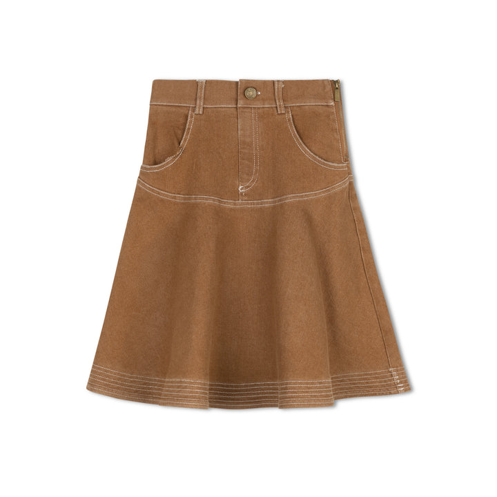 skirt denim circle - camel wash