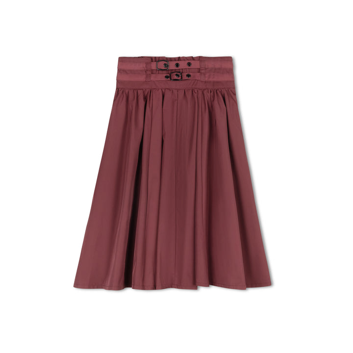 skirt taffeta circle with double buckle - wine