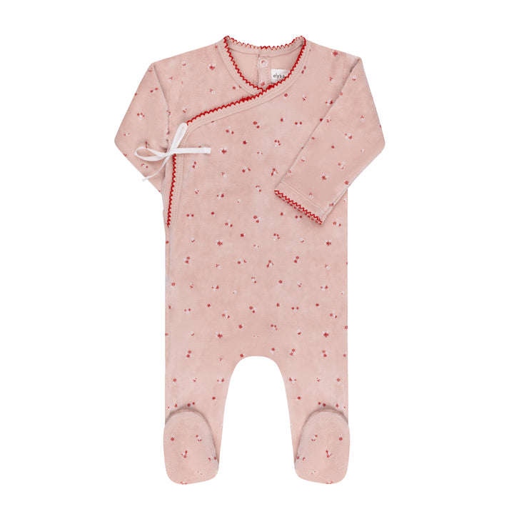 footie velour cluster wrap - pink