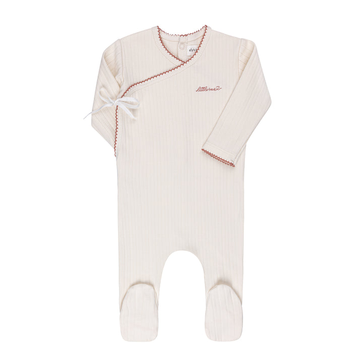 footie wrap little one with beanie - ivory/pink