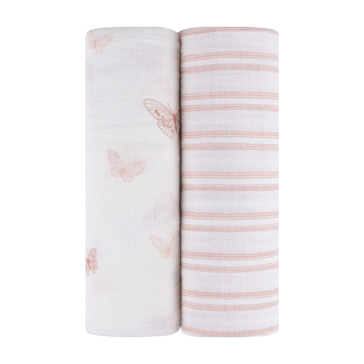 swaddle butterfly dragonfly muslin 2 pk - ivory pink