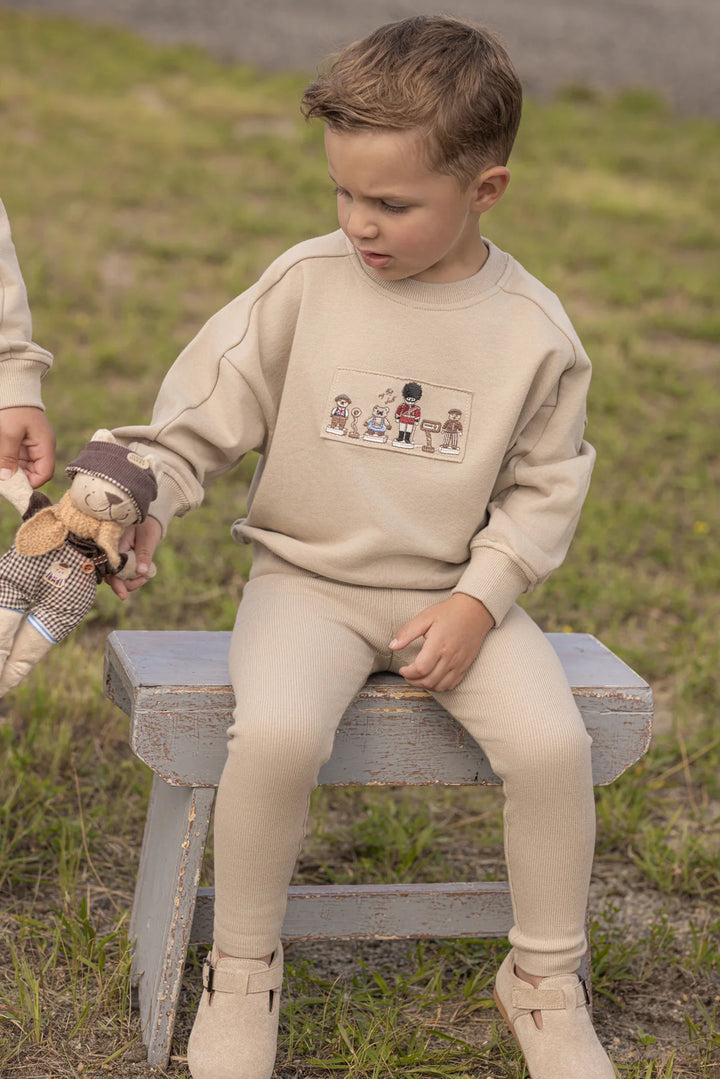 set outfit embroidered sweatshirt and leggings - ivory