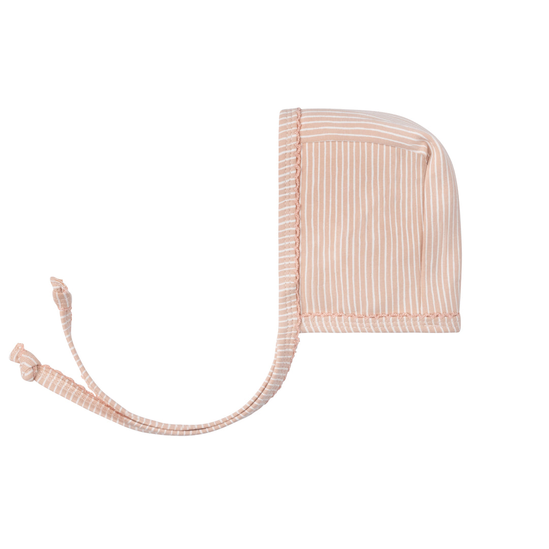 footie striped rocking horse with bonnet - pink